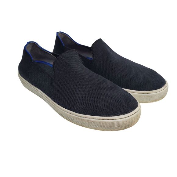 Rothys The Original Slip On Sneaker Womens 9.5 Black Blue Canvas Casual Travel - Picture 3 of 10